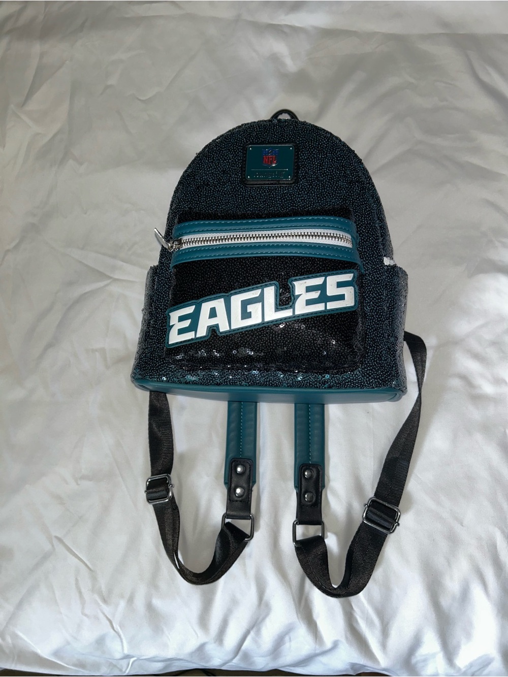 NFL Eagles Sequin Mini Backpack in Philadelphia Eagles Green and Black